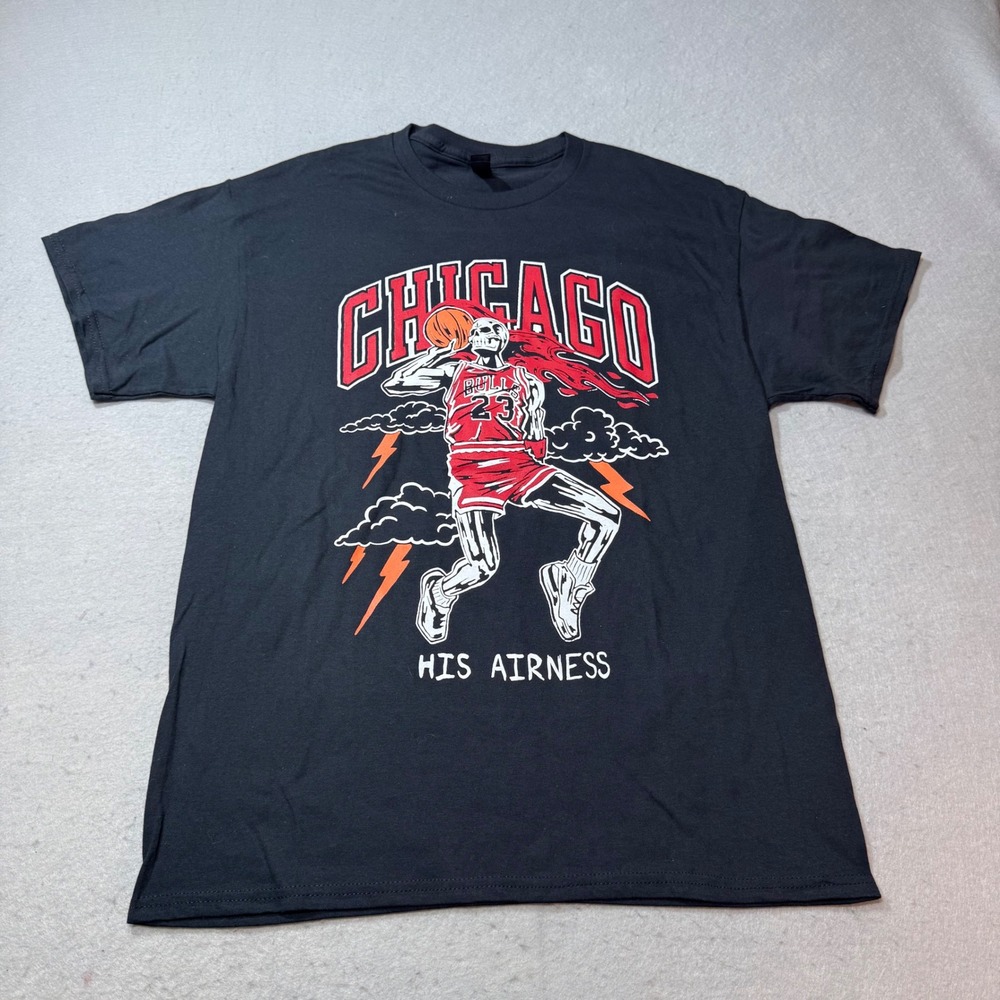 Chicago Bulls Michael Jordan Skeleton His Airness Graphic T Shirt Black Large
